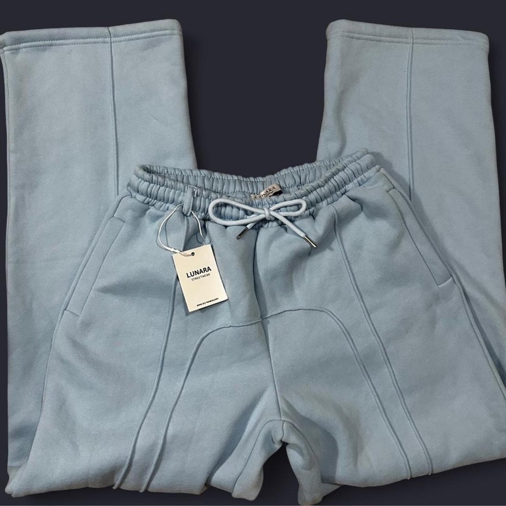 NWT Lunara Streetwear SOFT Drawstring Sweatpants Aero Blue Women’s Small Comfy